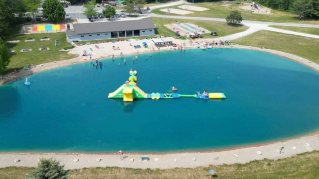 Swimming lake and inflatables