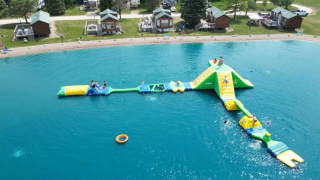 Swimming lake and inflatables